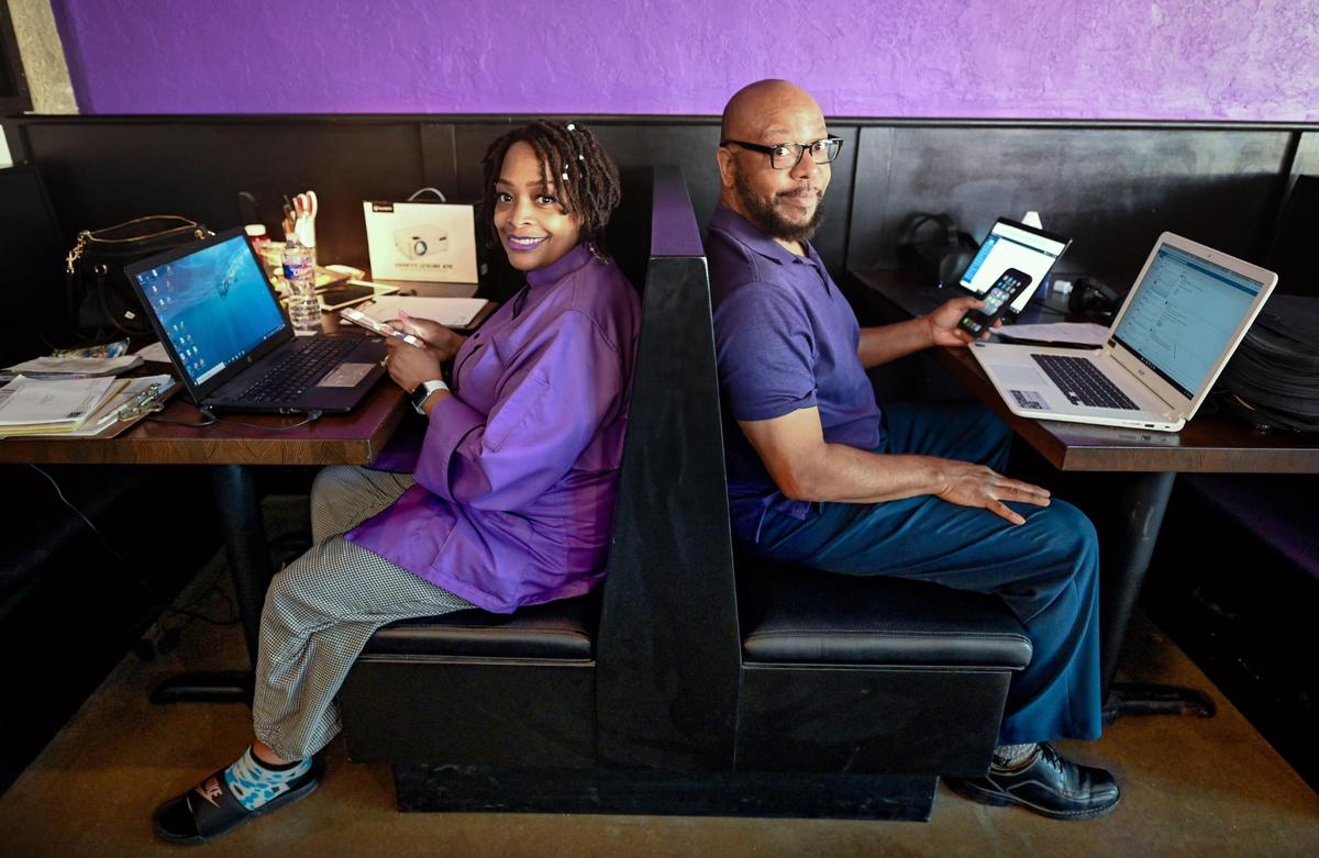 Kim and Clarence Cole are working together to finalize the details for the opening of their new restaurant, Foodlove Cafe, 2101 Broadway Blvd. “I will focus on the food, and he will focus on the business end of the restaurant,” said Kim Cole.