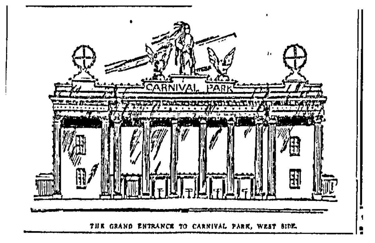 Grand Entrance to Carnival Park, West Side, The Kansas City Star, February 8, 1907