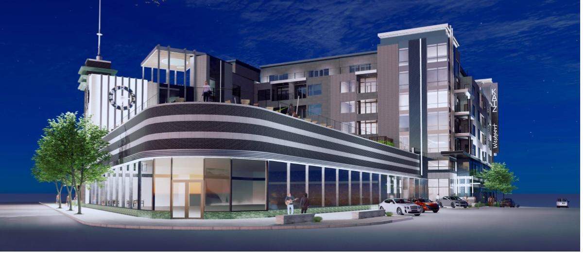 Developers submitted this rendering with their plans to redevelop the historic Katz Drug store building in Westport.
