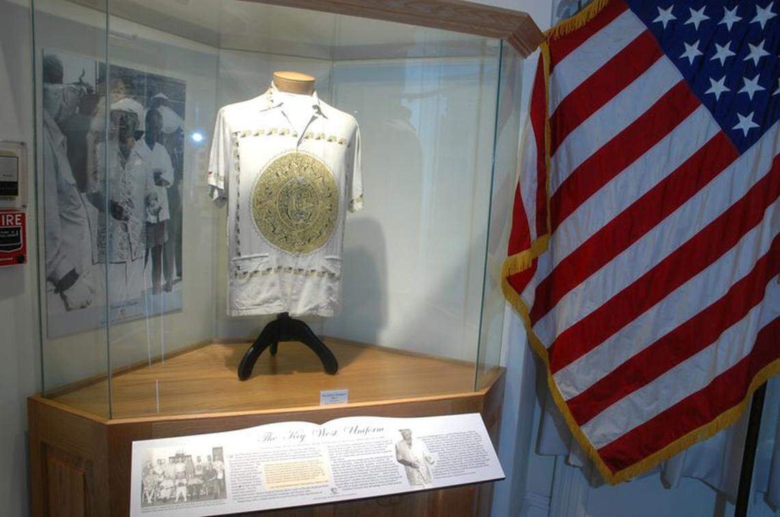 President Harry S. Truman called this shirt — emblazoned with the Mayan calendars — part of his “Key West uniform.’’ It’s preserved today behind glass at The Little White House in Key West.