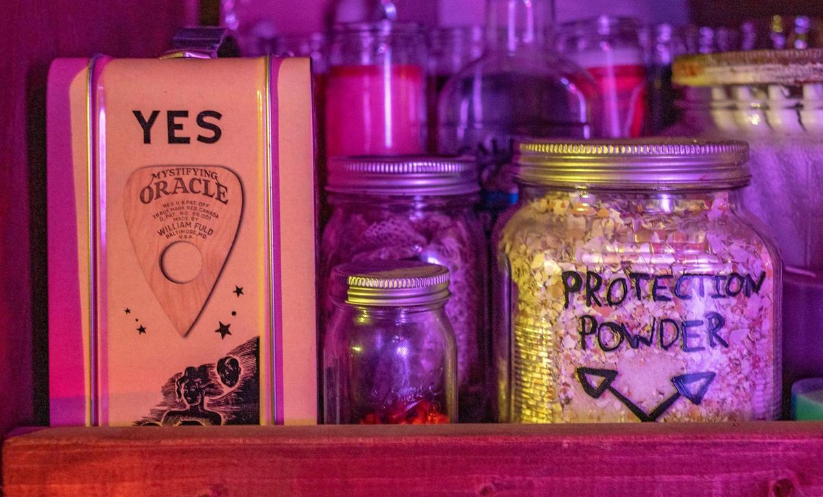 Nicolette Paige surrounds her ceremonial space with a number of objects and ingredients of her spiritual practice.