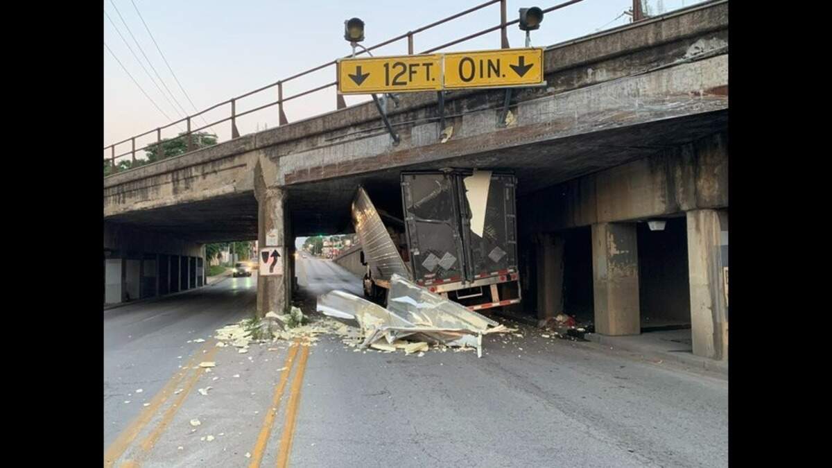 A large, white truck was one of the latest casualties of the Independence Avenue bridge. Authorities took to social media to share pictures of the August wreck.