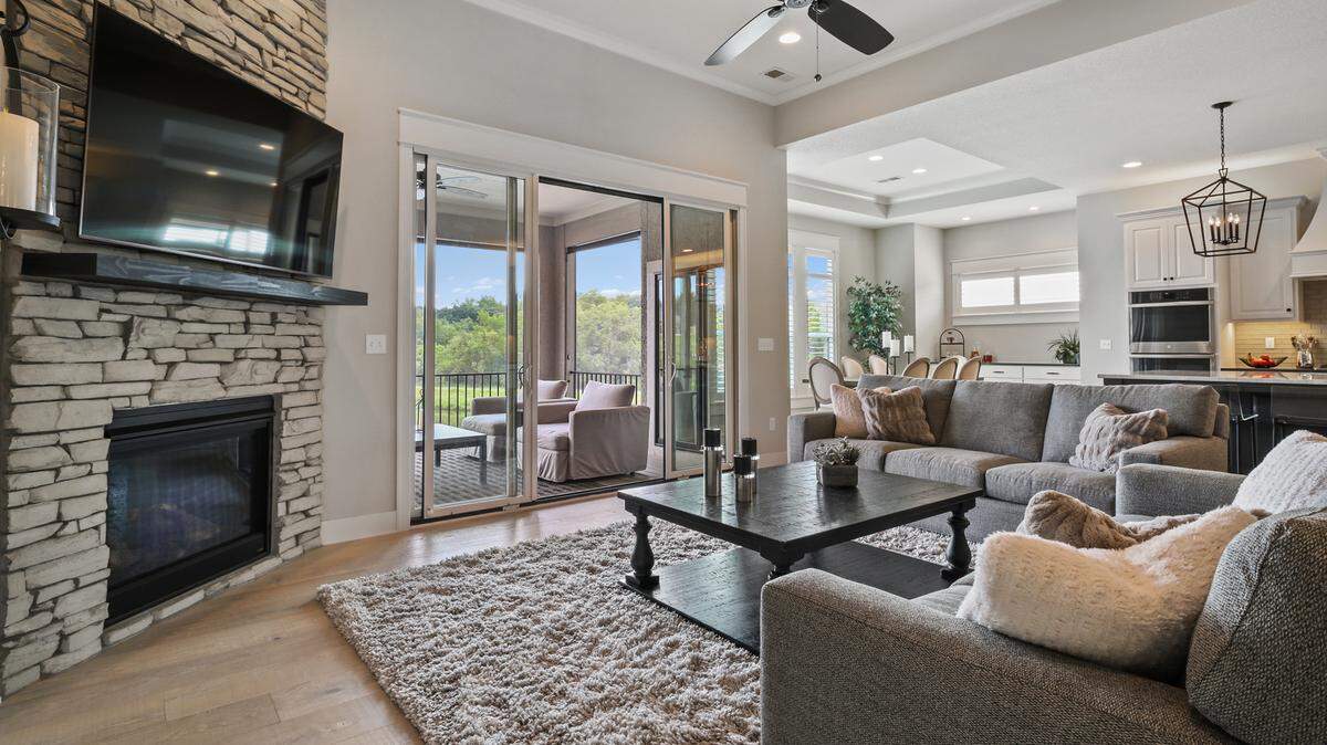 This interior Great Room design, highlighting comfort and style, is a favorite in many of the finished homes at Kenneth Estates.