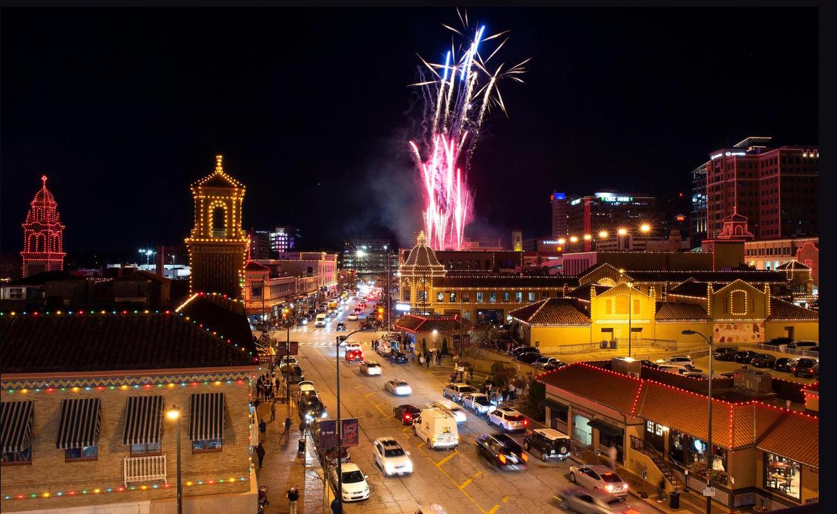 The streets of the Country Club Plaza are normally packed with people waiting for the holiday lights to be switched on, but because of the COVID-19 pandemic, the ceremony was held virtually and broadcast locally to discourage large crowds from gathering for the annual ceremony.