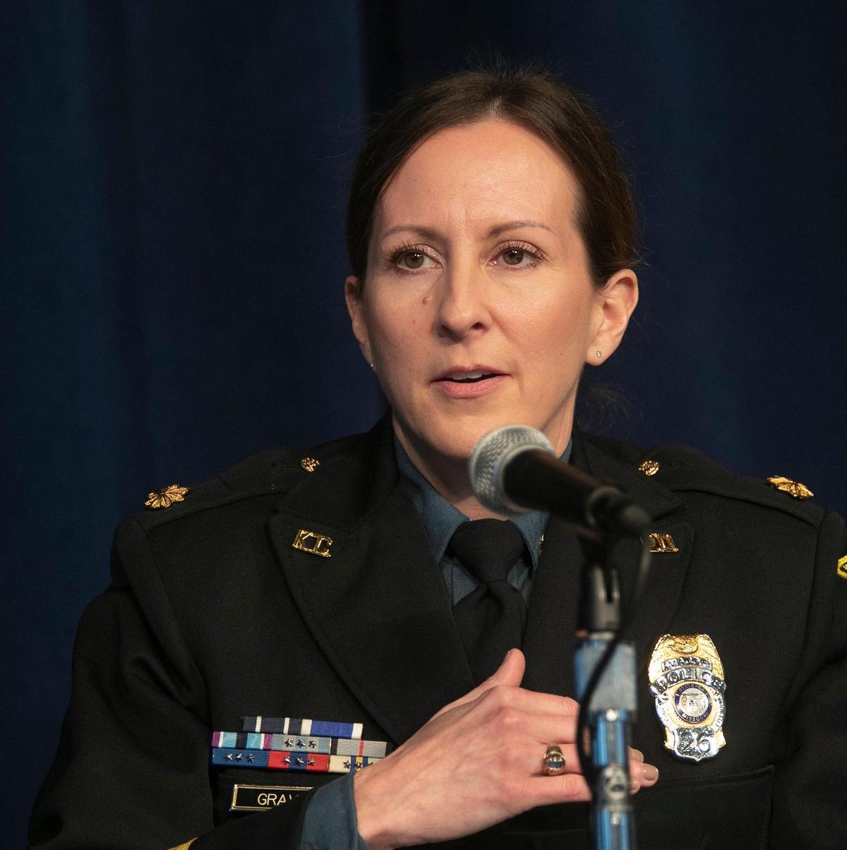 Kansas City Police Department Maj. Stacey Graves, one of three finalists for KCPD chief of police answered questions during a public forum with the three finalists Saturday, December 10, 2022 at the Robert J. Mohart Multipurpose Center, 3200 Wayne Avenue, Kansas City, MO. &nbsp;