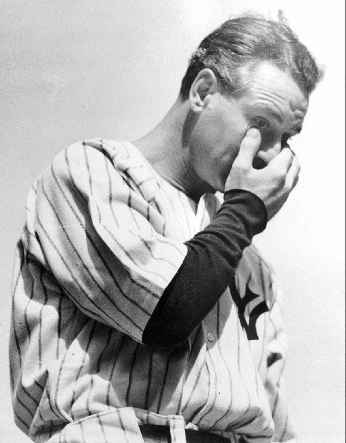 New York Yankees legend Lou Gehrig, shown announcing his retirement because of ALS, played what would prove to be his final game in Kansas City.