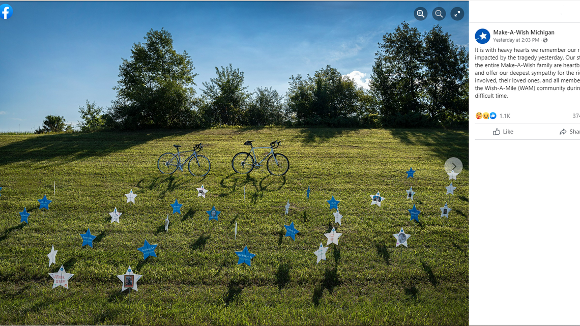 An SUV driver struck 5 cyclists, killing 2 during Michigan’s Make-A-Wish ride, the sheriff said. The crash left the organization “heartbroken.”