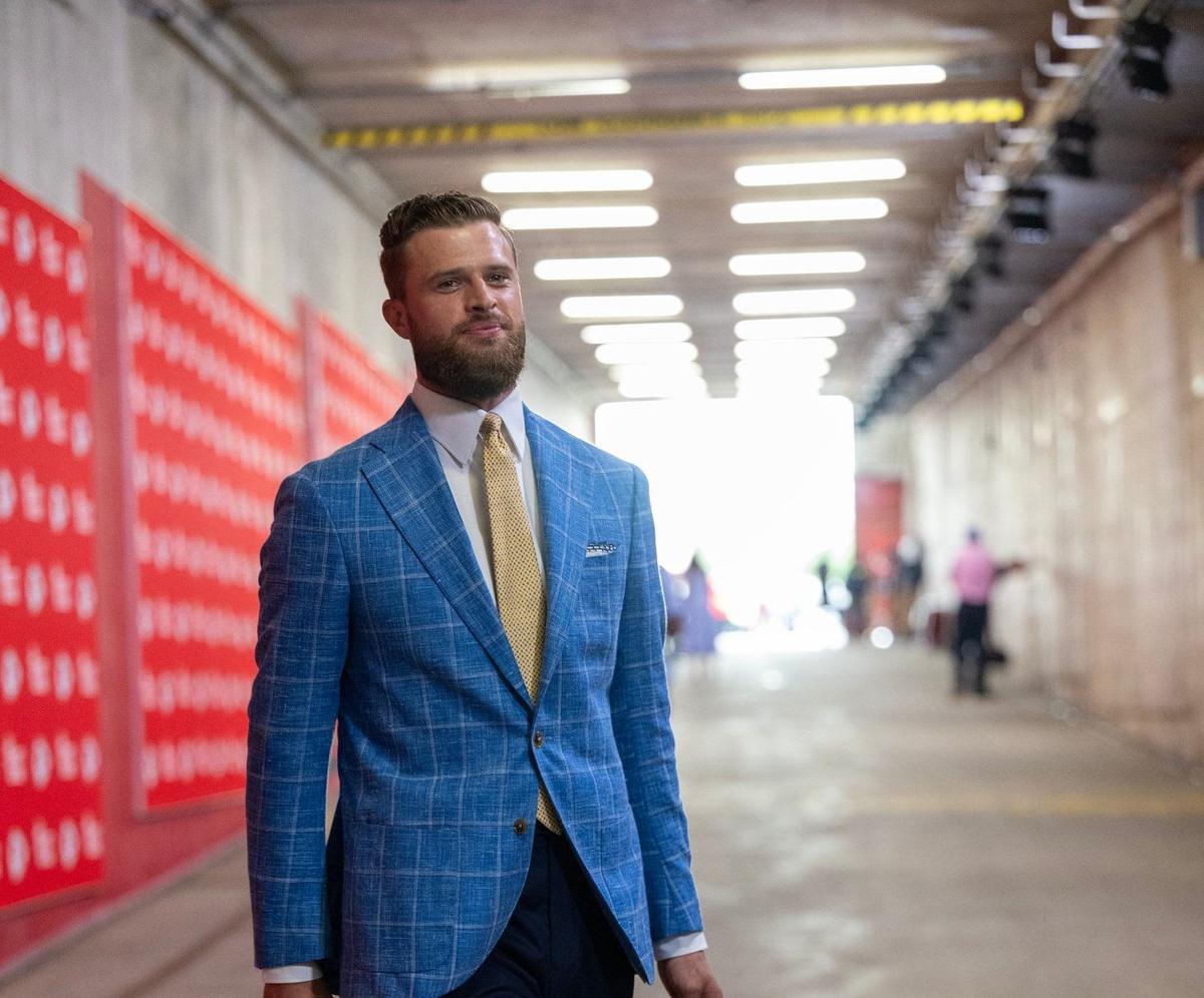 Chiefs kicker Harrison Butker arrives for game against the Chicago Bears on Thursday. (082224, Arrowhead Stadium)