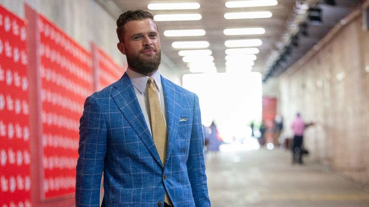 Chiefs kicker Harrison Butker arrived for a preseason game against the Chicago Bears on Thursday.