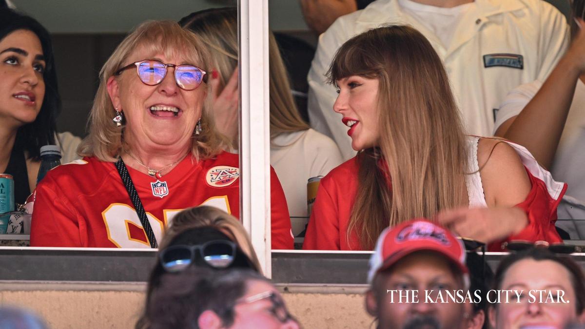 Two of Travis Kelce’s biggest fans — his mom, Donna Kelce, and Taylor Swift. The two women made headlines when they shared a suite for the first time at GEHA Field at Arrowhead Stadium during the Chicago Bears game on Sept. 24.