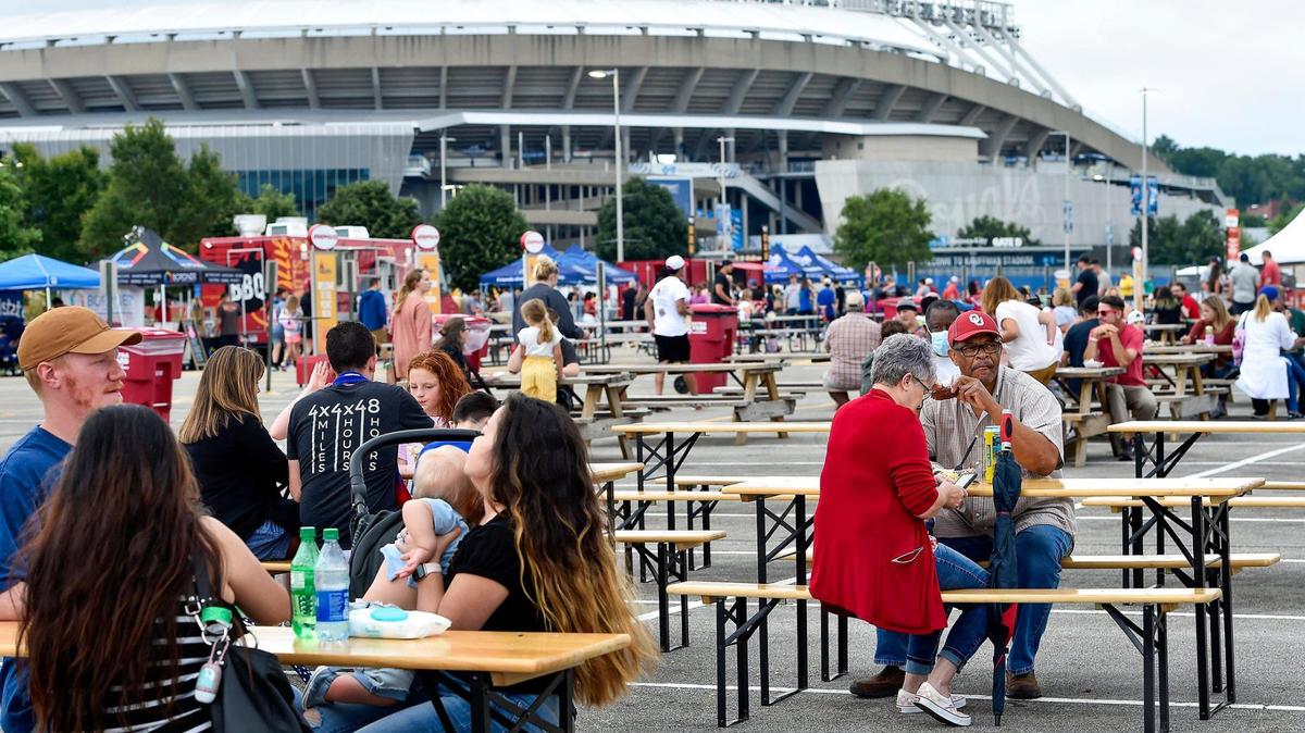 The three-day Kansas City BBQ Festival in the parking lot of the GEHA Field at Arrowhead Stadium concluded Sunday, July 11, 2021.