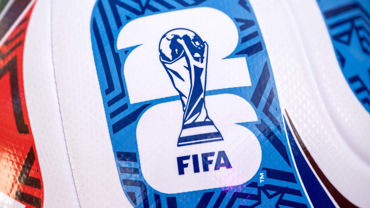 The FIFA World Cup logo is featured on a soccer ball during the FIFA World Cup draw watch party at the Power & Light District on Friday, Dec. 5, 2025, in Kansas City.