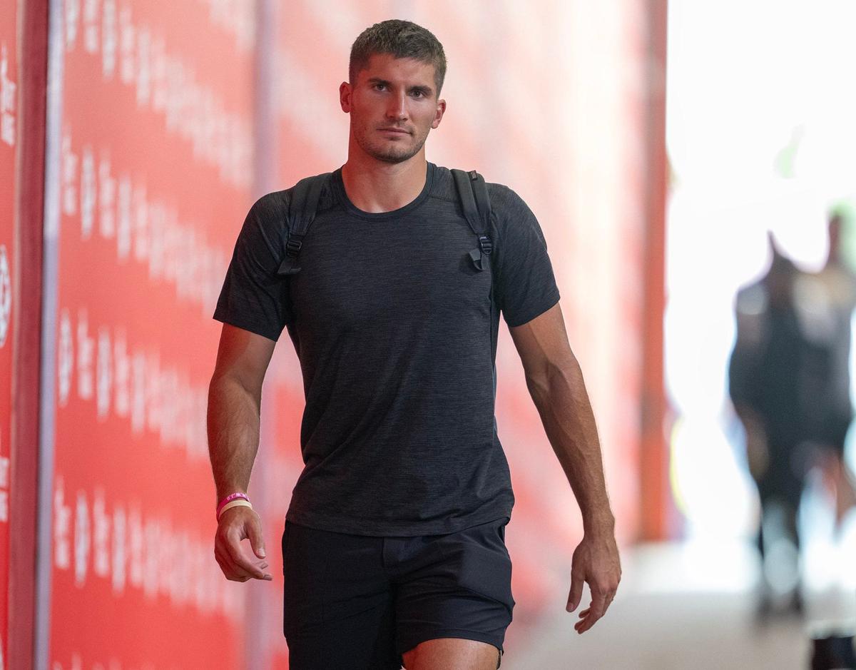 Chiefs wide receiver Justin Watson arrives for the game against the Chicago Bears on Thursday. (082224, Arrowhead Stadium)