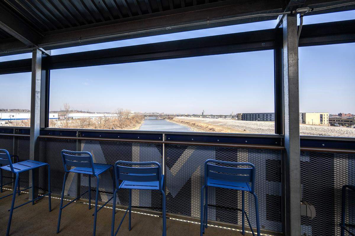 The Kansas River is seen from Rock Island Bridge on Wednesday, March 25, 2026, in Kansas City.