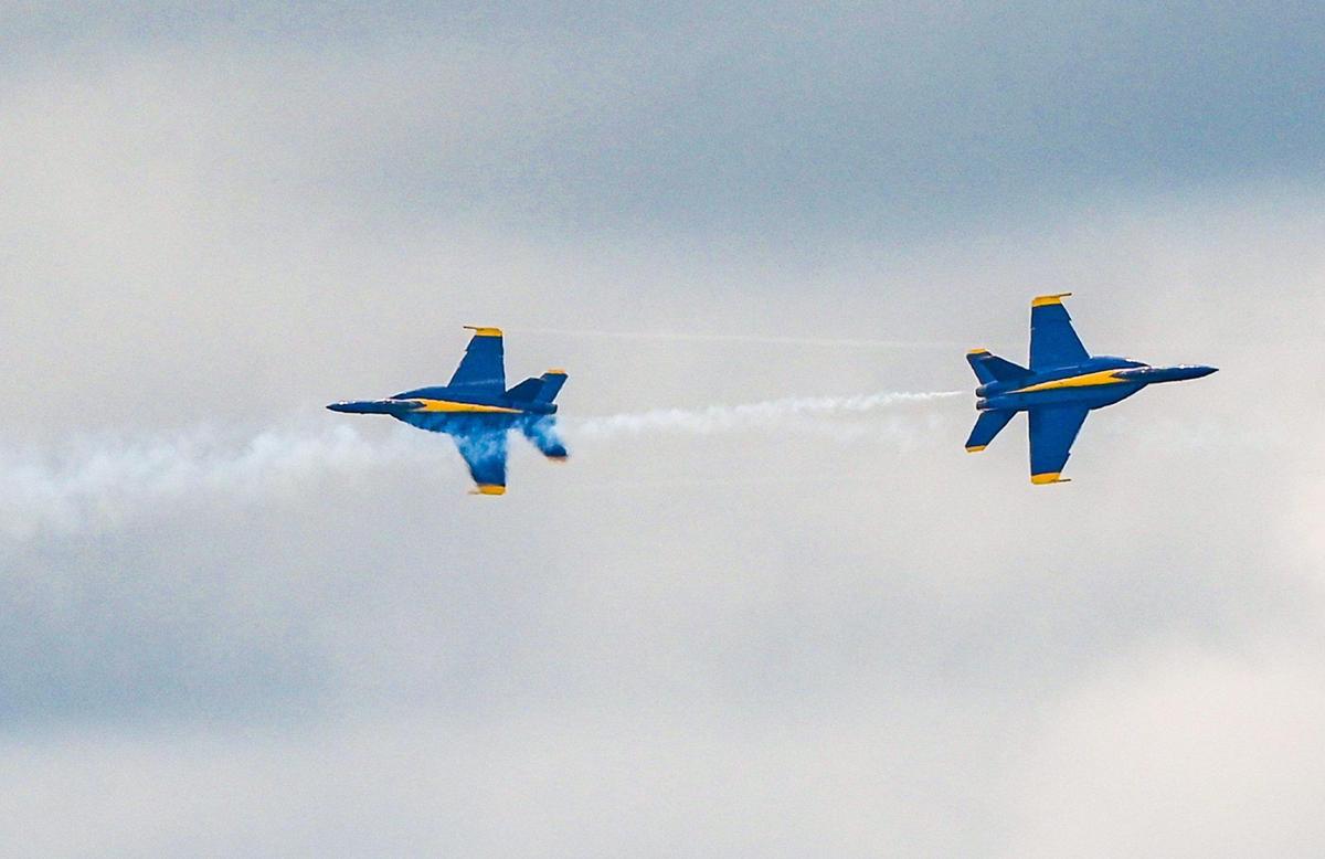 Members of the U.S. Navy Blue Angels practiced at the New Century AirCenter Thursday, July 1, in preparation for the 2021 KC Air Show on Saturday and Sunday. Last year’s air show was canceled due to the pandemic.