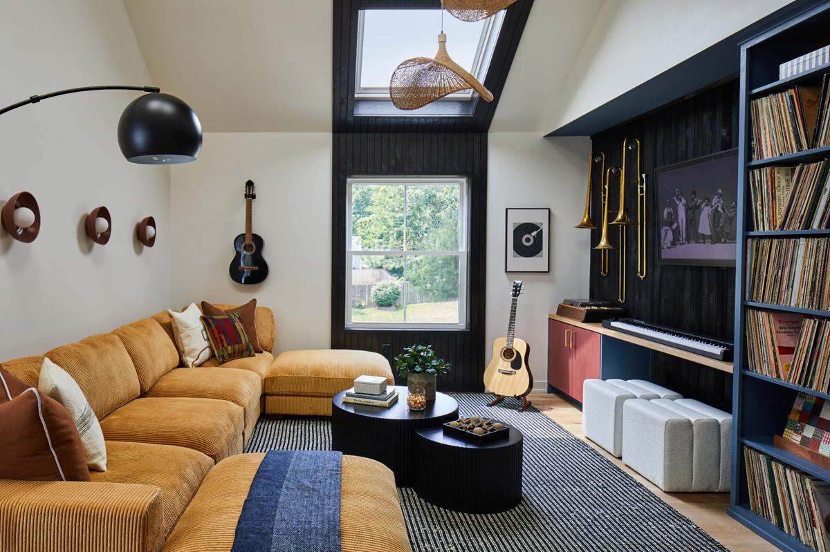 The home’s music lounge is a shout-out to Kansas City’s jazz history.