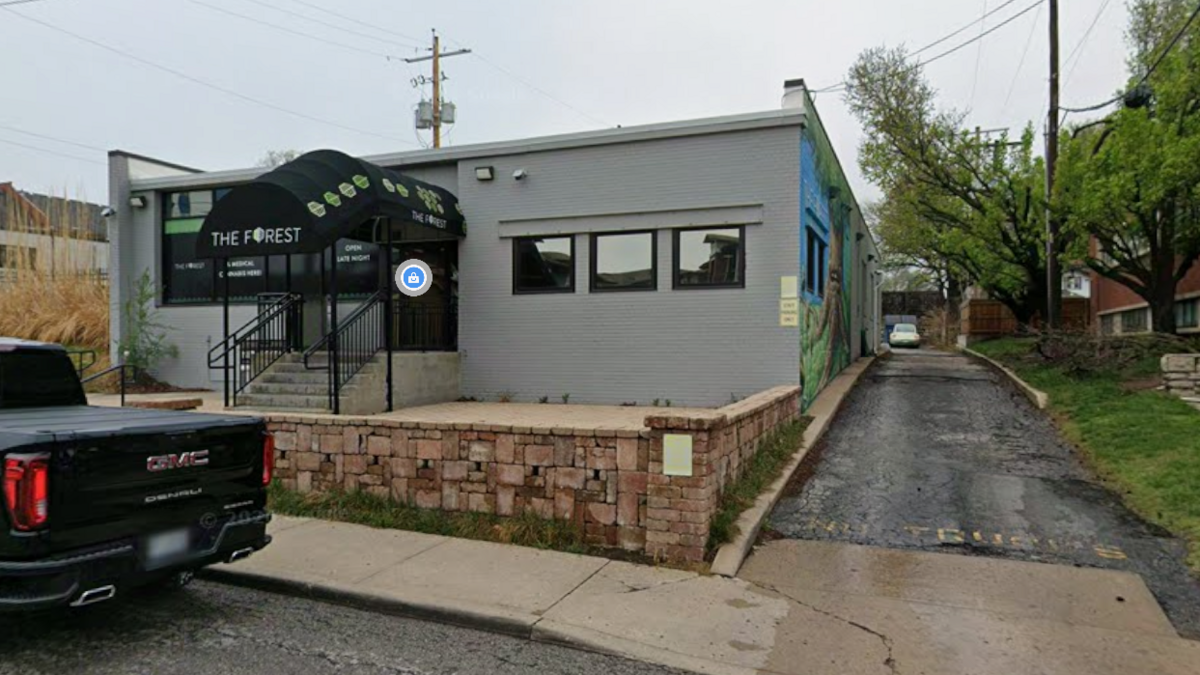 The Forest cannabis dispensary at 706 Westport Road in a Street View image on Google Maps. The owner of the business is seeking a drive-through lane for the store.