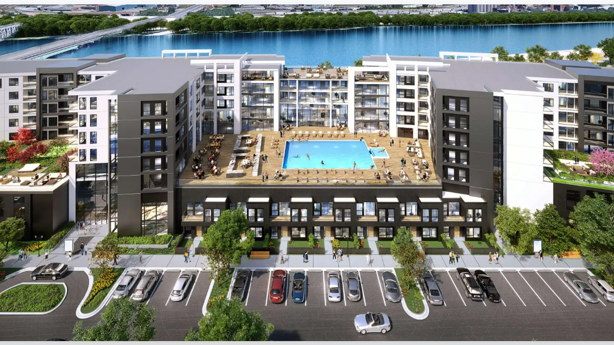 This rendering from Lux Living’s website shows the company’s plans for a 250-unit apartment development along the Missouri Riverfront.