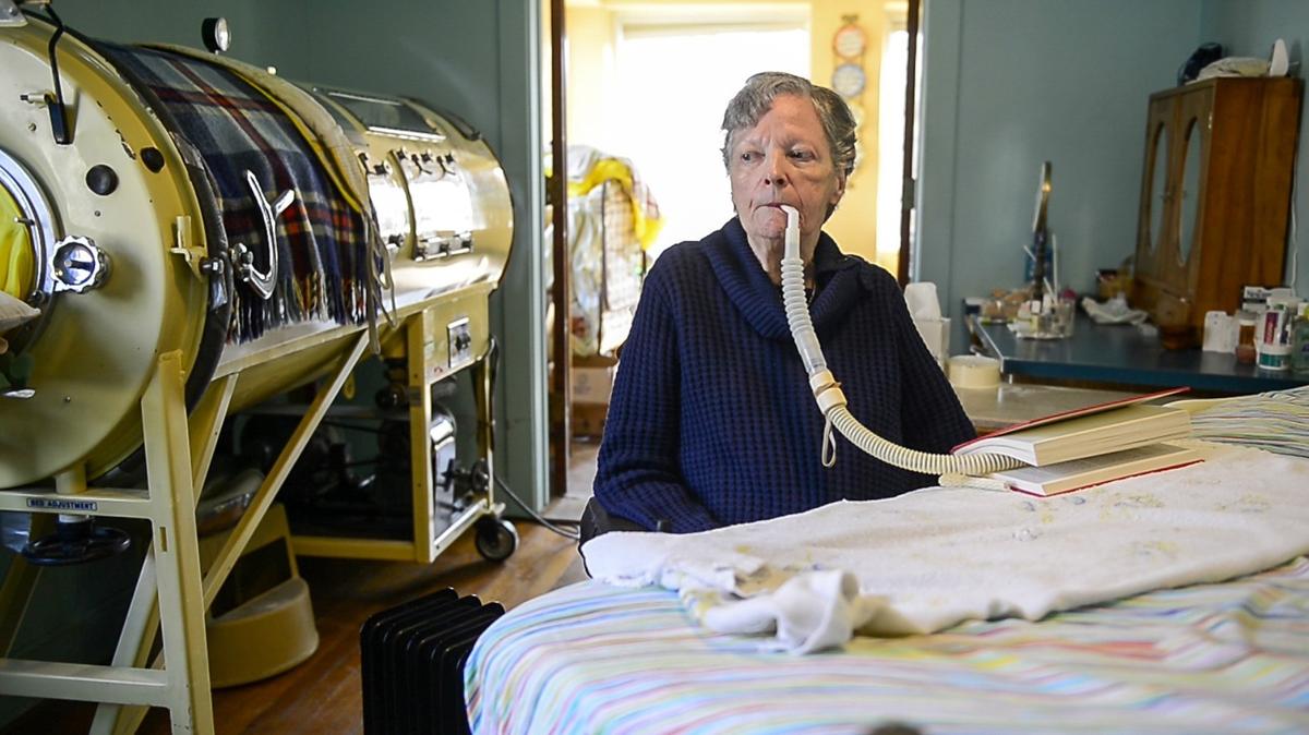 Mona Randolph also uses a respirator during the day to help her breathe. The modern device is not as comfortable for her as the 75-year-old iron lung because it forces air into her lungs, which could be “irritating.” Mona got polio when she was 20 years old and has been suffering from post-polio symptoms since her 40s.