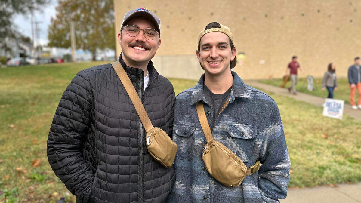 Andrew Lee, 26, sales agent. Craig Garrett, 25, manager at retirement planning group, make a point to vote on Election Day because it is like to sporting event and gets them ready for when the election results come in later in the day. They voted early Tuesday at the Garrison Community Center at 1124 E 5th St., just east of the City Market.