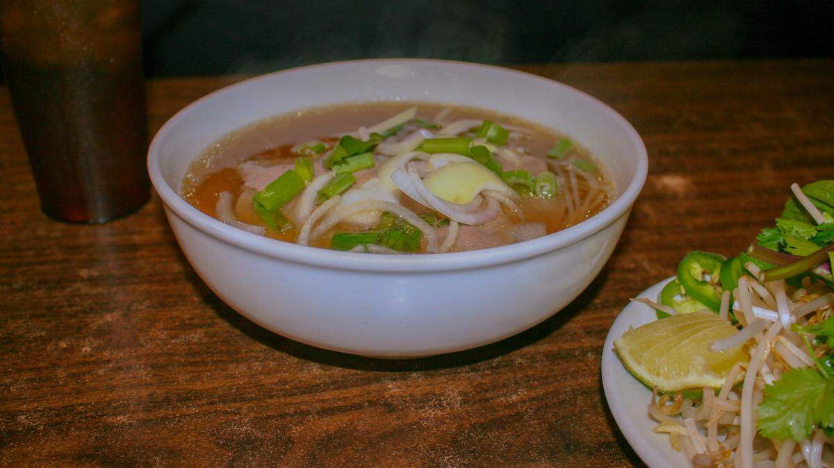 A bowl of beef pho from Pho Lan KC on Cherry St.