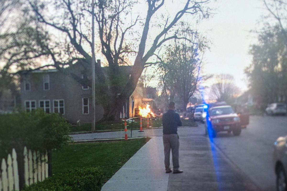 Jacob Peckham shared a photo on his smartphone, taken by his son, Luke, 14, in the minutes after a house exploded on Franklin Avenue from a gas explosion on April 9, 2025.