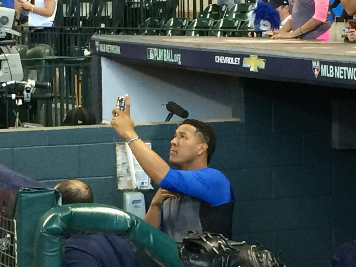 It’s a Salvy Selfie as the Royals catcher snaps a quick photo of himself at The K.