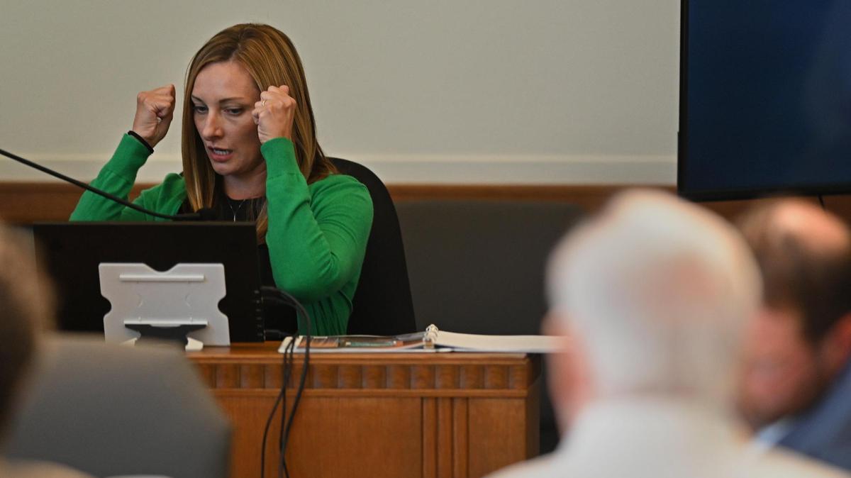 Emily Riegel, the widow of Tom Pickert, testified Tuesday about seeing a man wearing a black mask inside a white van in front of the couple’s Brookside house on Oct. 25, 2017. Riegel’s testimony came during the first day of the trial of David G. Jungerman, who is accused of killing Pickert.