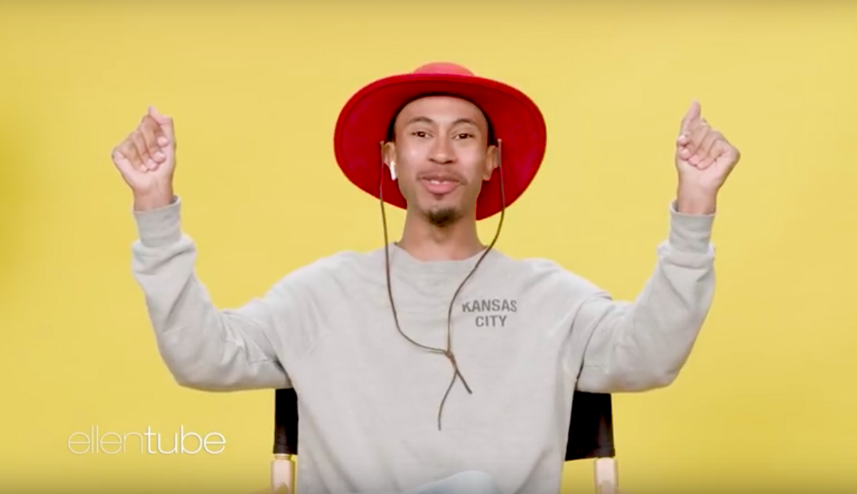 On the first episode of "OMKalen," Allen wore his trademark wide-brimmed crimson hat and a "Kansas City"-embroidered gray sweatshirt.