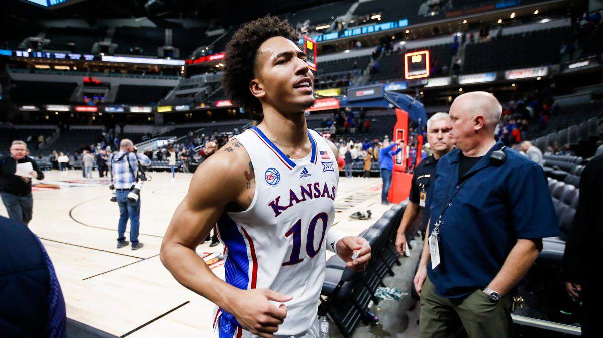 Jalen Wilson leaves the court after the State Farm Champions Classic at Gainbridge Fieldhouse in Indianapolis, In., Tuesday, November 15, 2022.