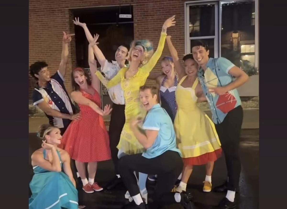 Heidi Gardner, center in yellow, celebrated her birthday in July with help from Kansas City Ballet dancers who performed for her guests.
