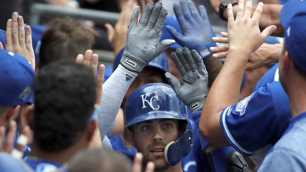 The Royals lost to the White Sox on Thursday afternoon in Chicago, but KC did get a three-run homer from Whit Merrifield (center).