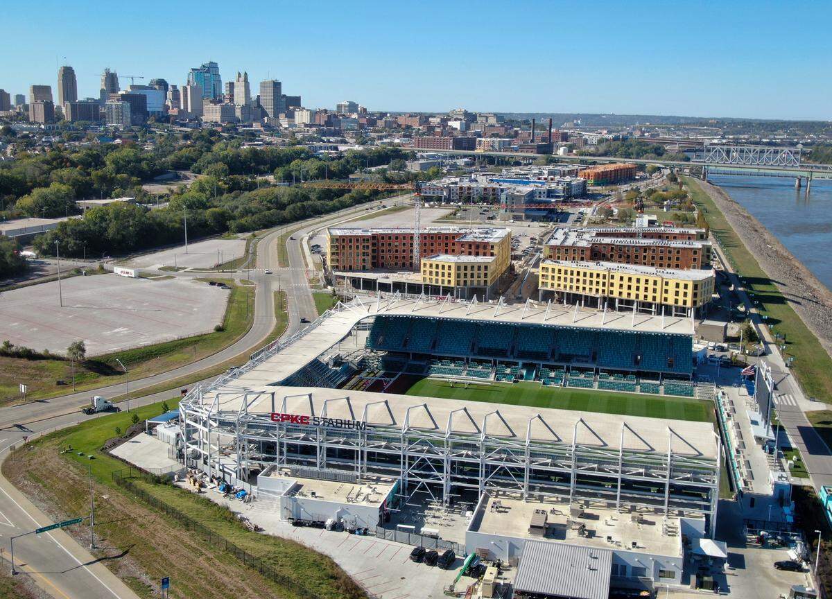 Phase I of a multi-phased project known as the Berkley Riverfront Mixed-Use District is under construction led by the ownership of the Kansas City Current (who own CPKC Stadium) in partnership with Port KC and Marquee Development.Development in Berkley Riverfront Park on Tuesday, October 21, 20225, in Kansas City. 