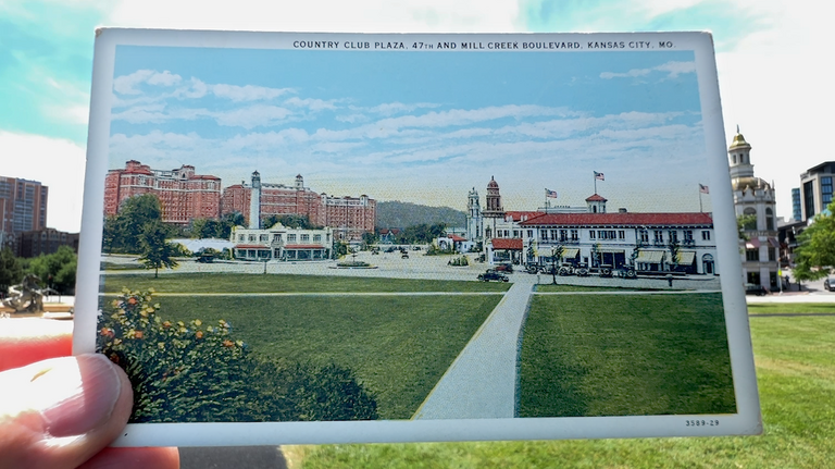 Vintage postcard of Kansas City’s Country Club Plaza shows shopping center’s early history