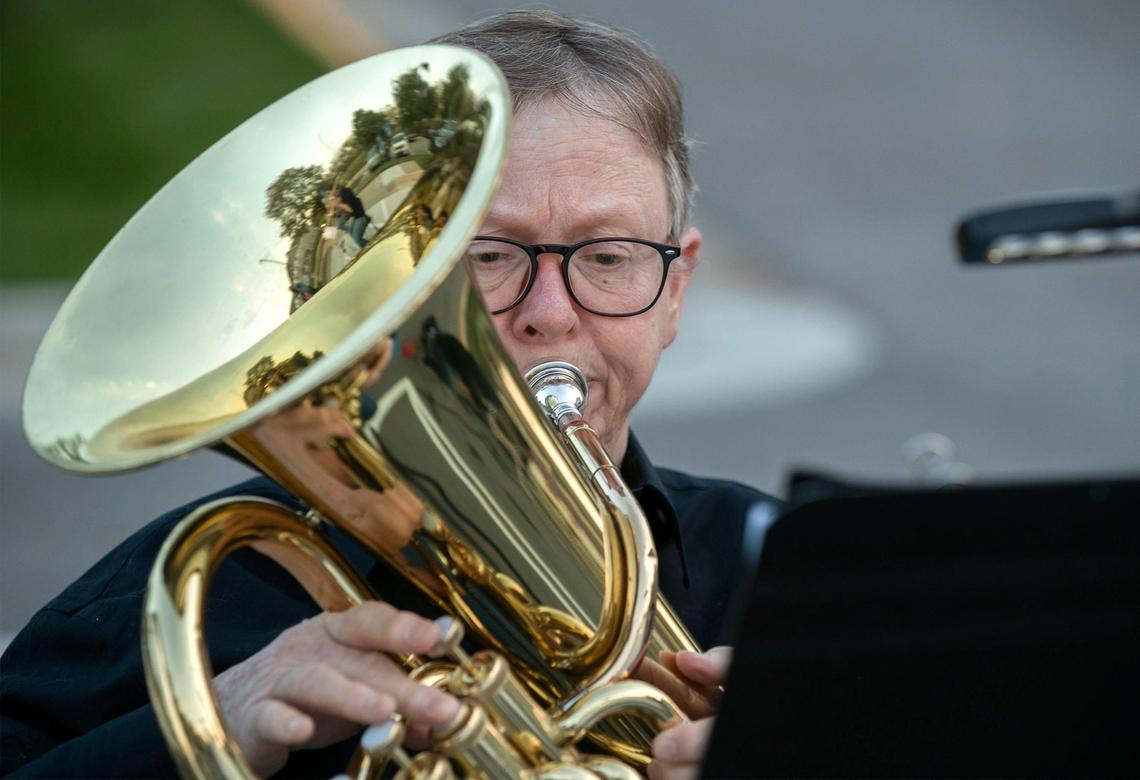 Freddy Morado played the euphonium with Village Presbyterian Church’s brass ensemble.