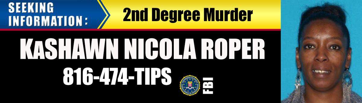 The FBI’s Kansas City field office announced it is assisting police in the search for 45-year-old KaShawn Nicola Roper, who has been charged with murder the August fatal shooting of of 23-year-old Jazmyn Henrion. The FBI is running the above notice on billboards in Kansas City.