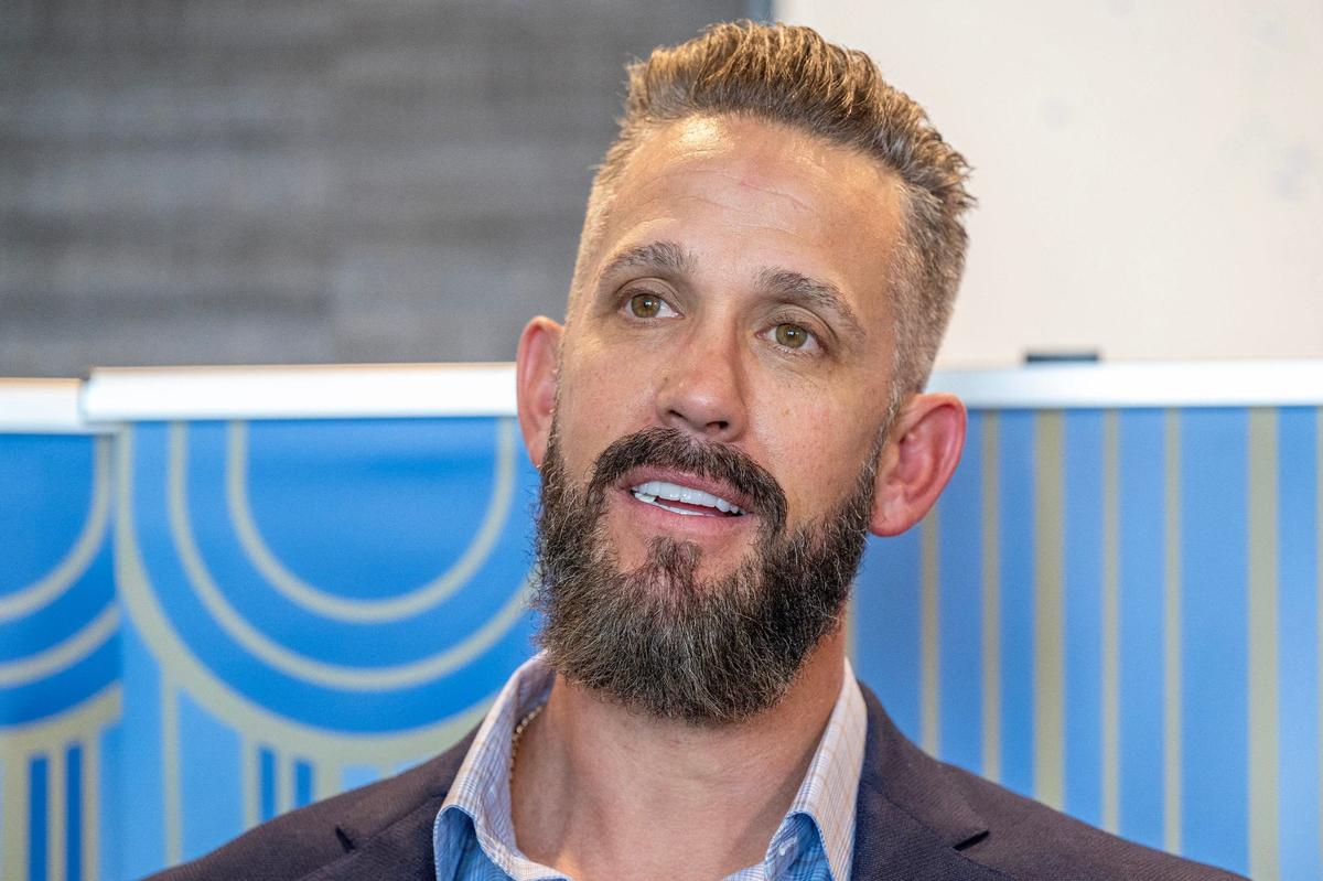 Former Kansas City Royals pitcher James Shields answers questions from the media during a news conference at the Loews Hotel on Thursday, May 16, 2024, in Kansas City.