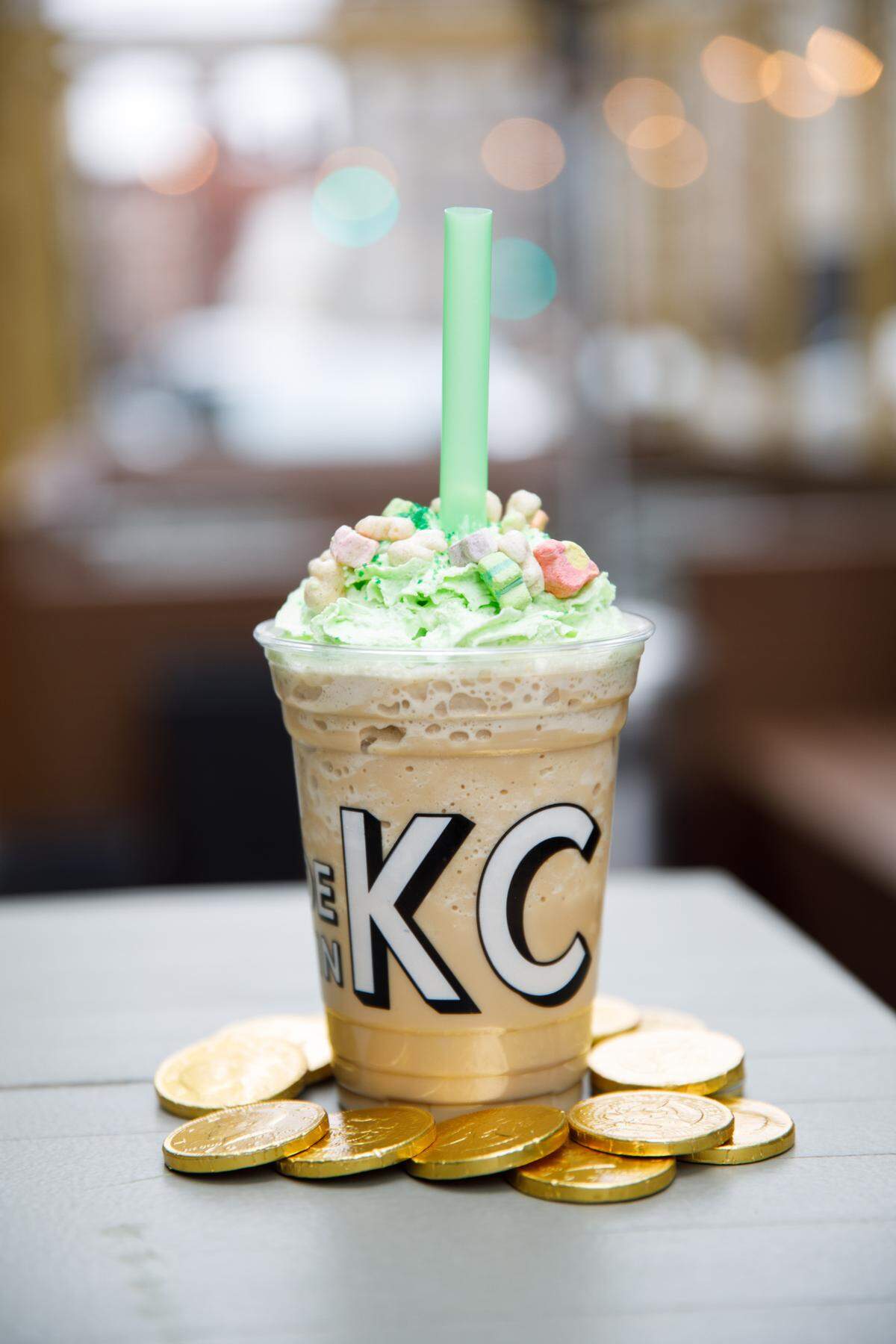 Made in KC’s new Four Leaf Clover, a mint-flavored Fountainccino (which includes a shot of espresso).