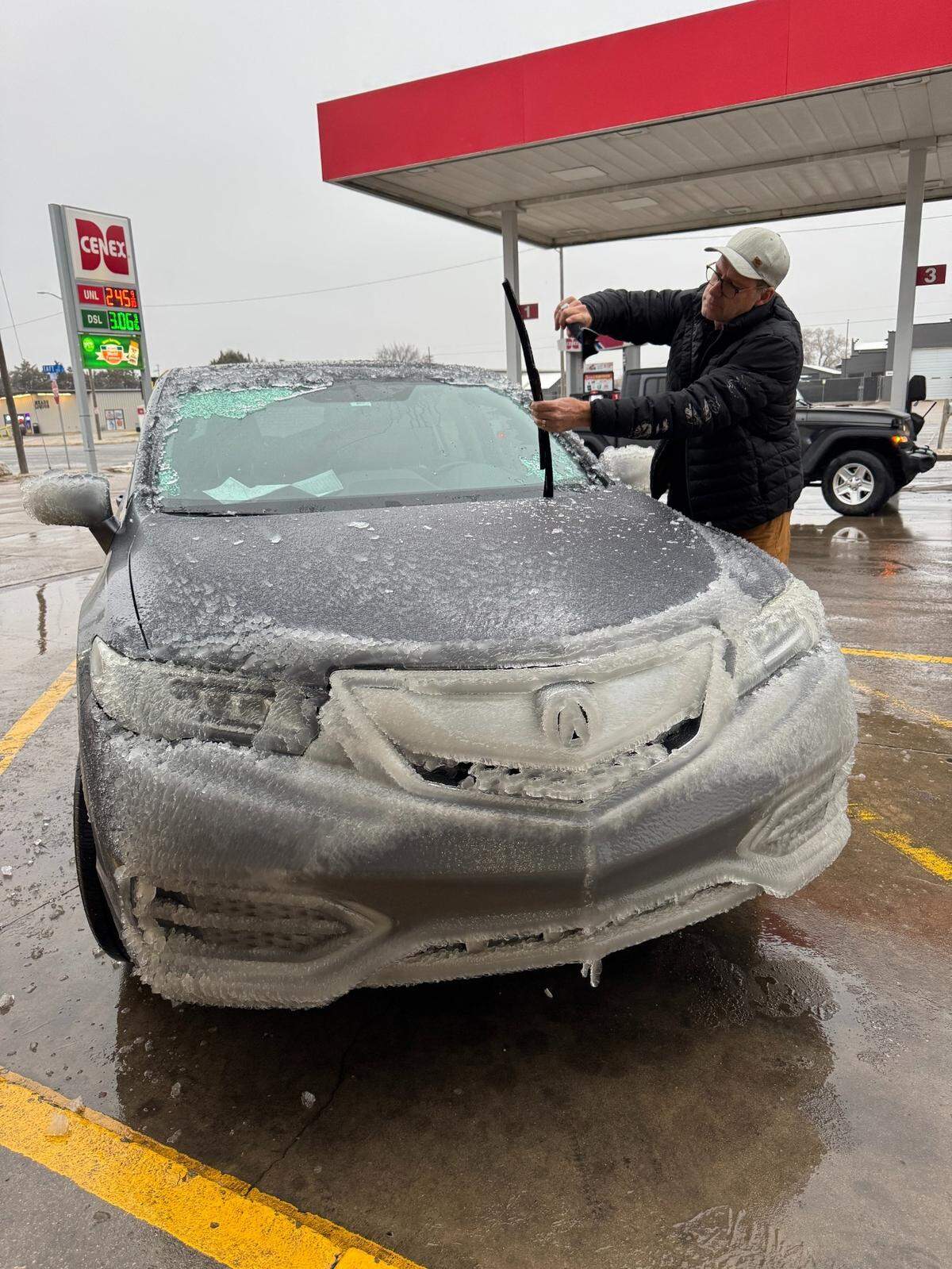 Some Johnson County residents were driving back from Colorado on Saturday, Jan. 4, as the winter storm set in. They had to stop multiple times to scrape ice from the windshield, wipers, and headlights.