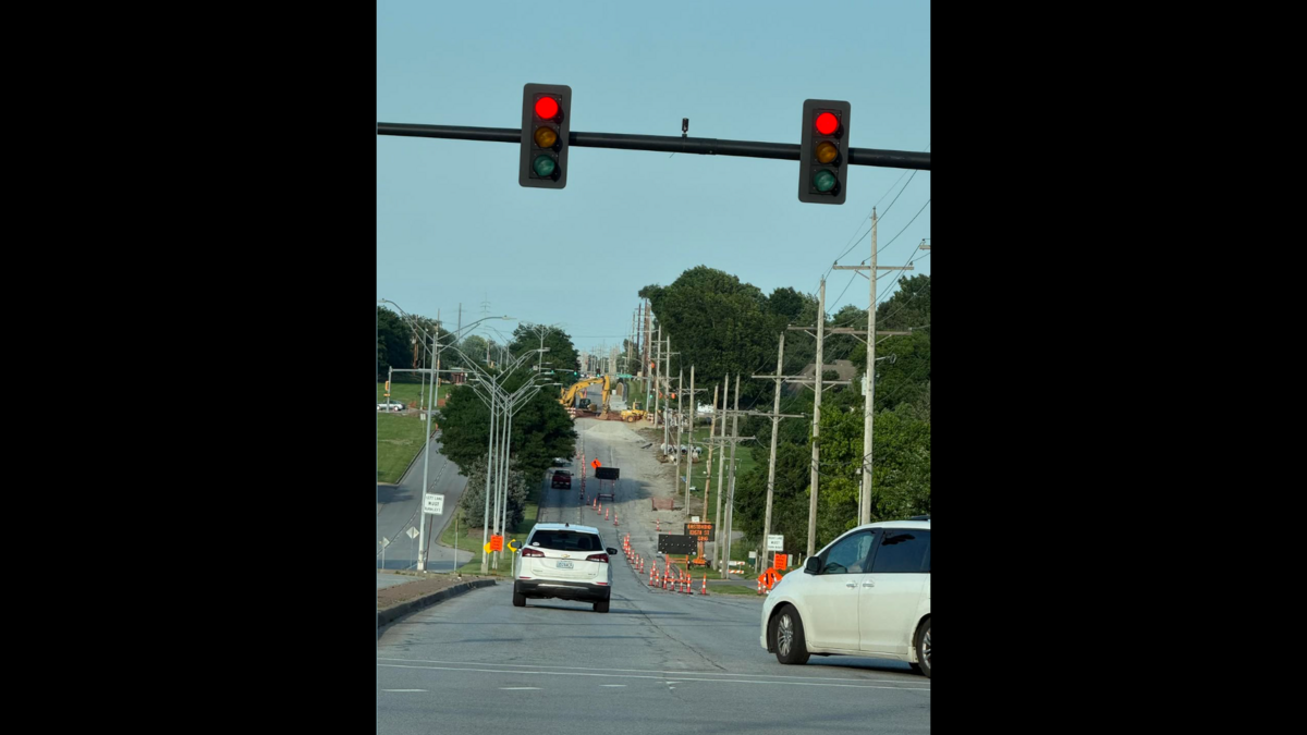The road closure on 135th Street (Santa Fe) and Brougham Drive.