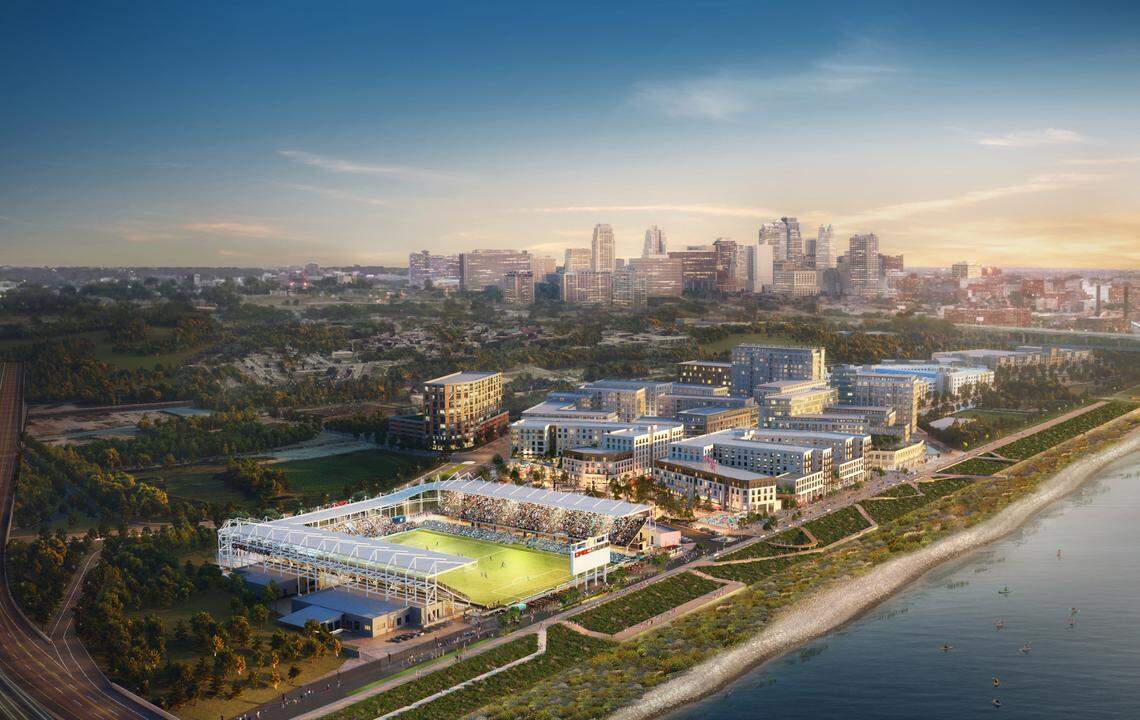 Renderings of the planned development along Kansas City’s Berkley Riverfront