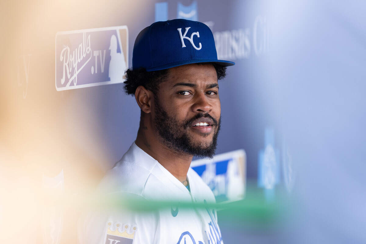 Royals third baseman Maikel Garcia watches from the dugout during KC’s 14-6 win against the St. Louis Cardinals at Kauffman Stadium in Kansas City on Thursday, June 18, 2026.