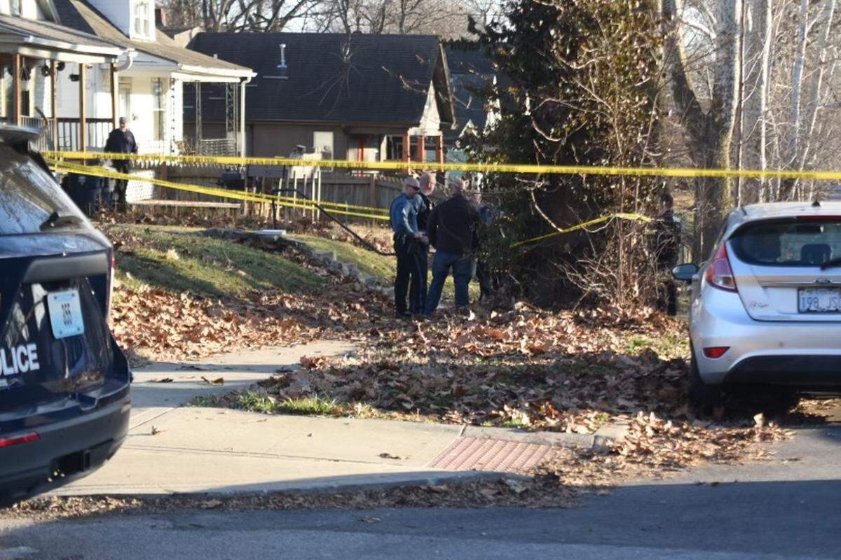 Police tape marks off the area in the 4100 block of Forest Avenue where Kansas City police were investigating the death of a baby found Friday afternoon in the Manheim Park neighborhood. Police were calling the death suspicious.