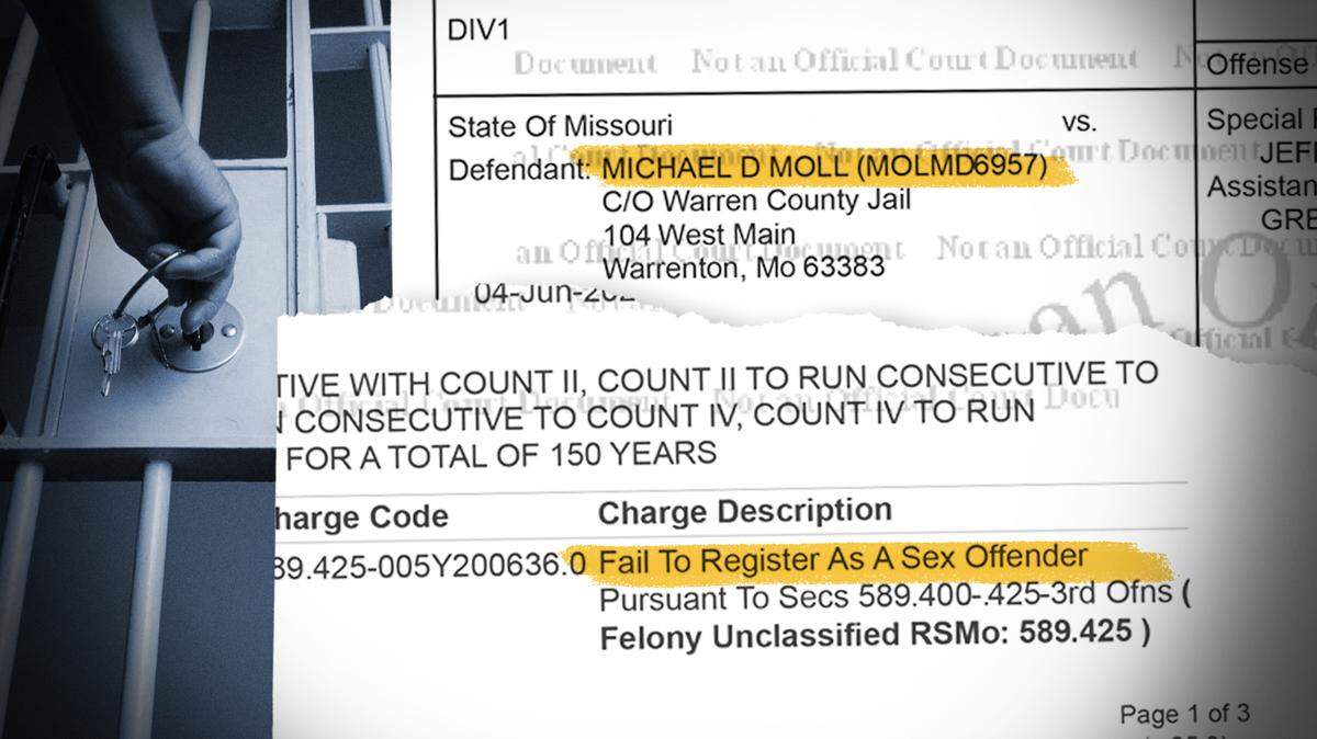 Michael Moll was sentenced to 150 years in a Missouri prison for failing to update his information in the sex offender registry.