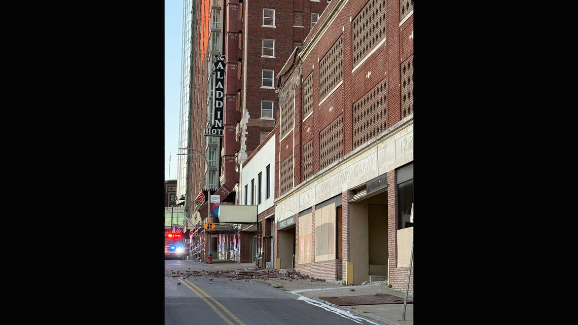 Street closed after bricks fall during partial building collapse in downtown KC