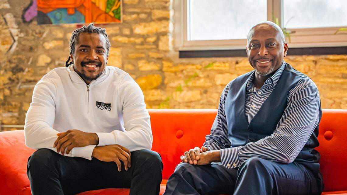 Great Jobs KC Scholar Andre Forbes Jr. (to the left) and KC Scholars CEO Earl Martin Phalen.