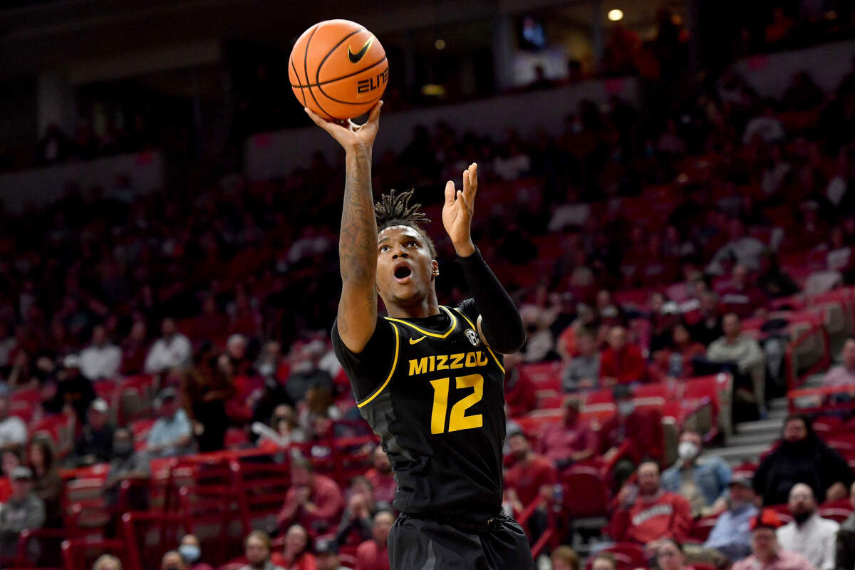 Missouri guard DaJuan Gordon goes up for a shot against Arkansas during a game earlier this month in Fayetteville, Ark.