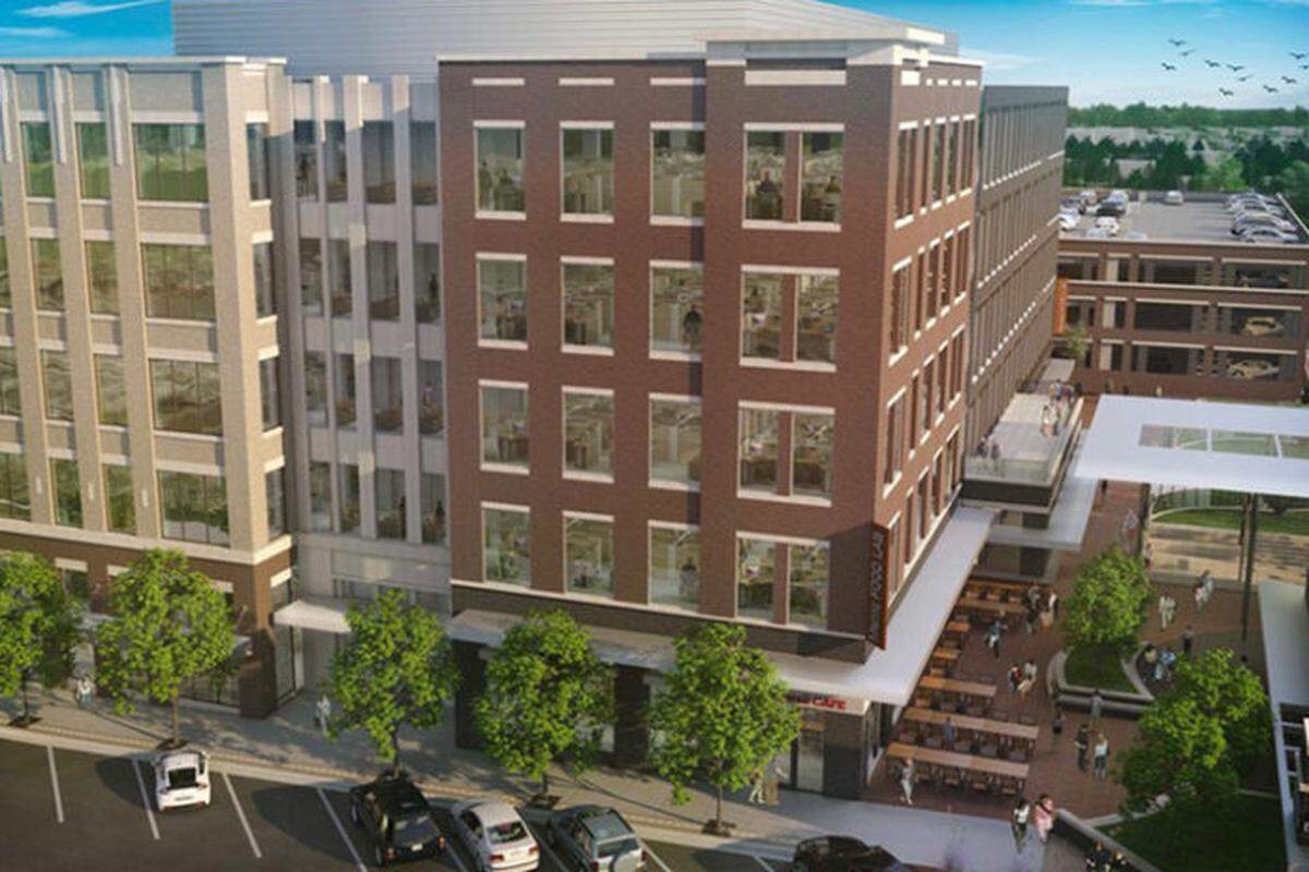 The $54 million Edison District includes a large outdoor event area, shops, offices, a food hall and parking garage.