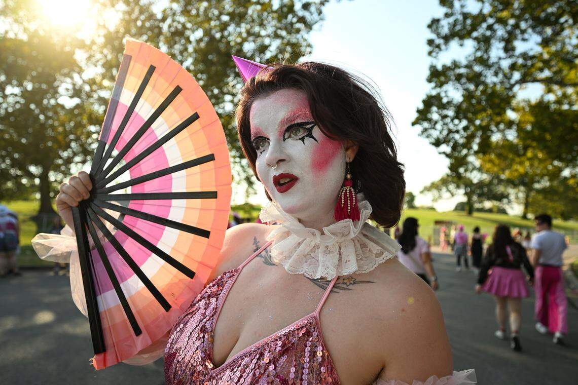 Emily Coffin was dressed for the occasion before the Chappell Roan concert on Friday, Oct. 3, 2025, at the National WWI Museum and Memorial.