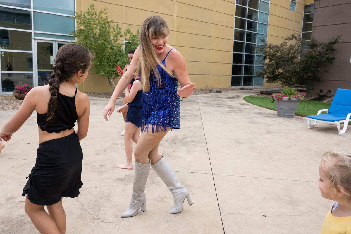 Kelley Thrasher at a recent children’s birthday party wearing one of her favorite Swift costumes.